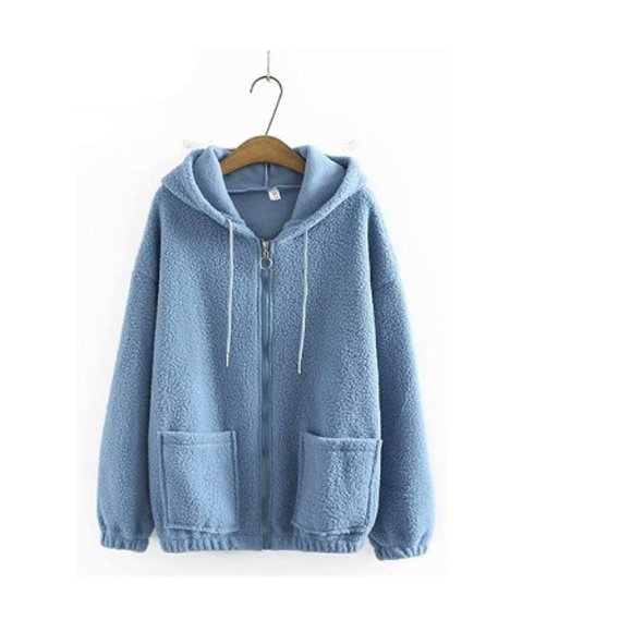 Hekka Sweaters - Hekka Women´s Long-sleeved hooded cardigan In Blue Size XL NWT